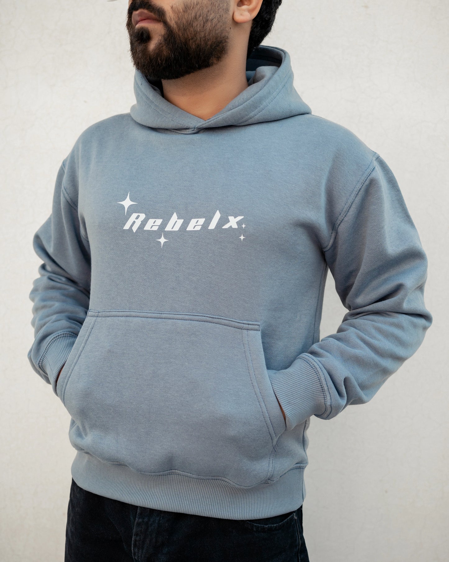 CLOUDY BLUE PRINTED HOODIE