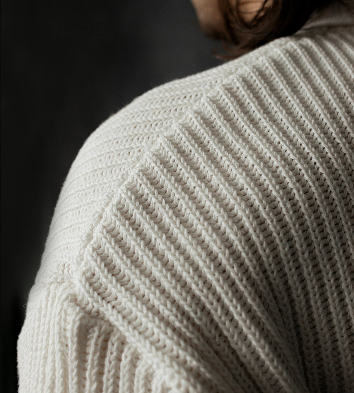 Ivory White Knitted Johnny Collar Sweater