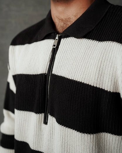 BLACK & WHITE STRIPE RELAXED SWEATER