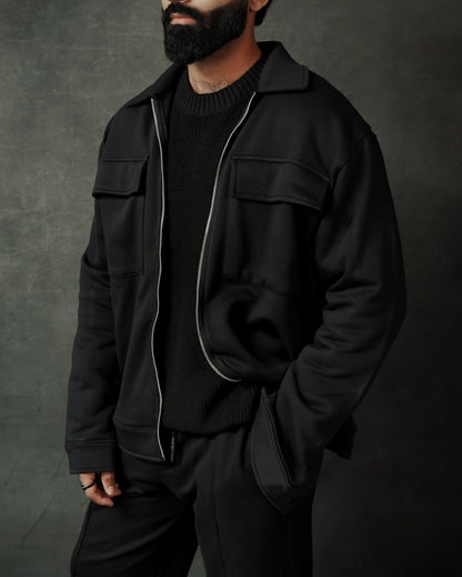 MIDNIGHT BLACK RELAXED JACKET