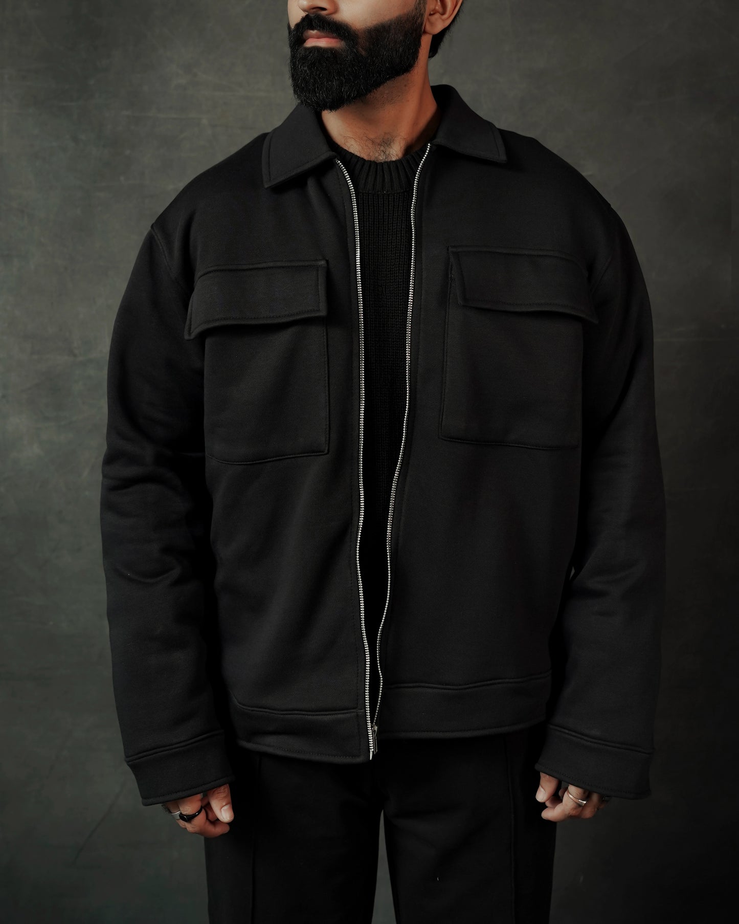 MIDNIGHT BLACK RELAXED JACKET