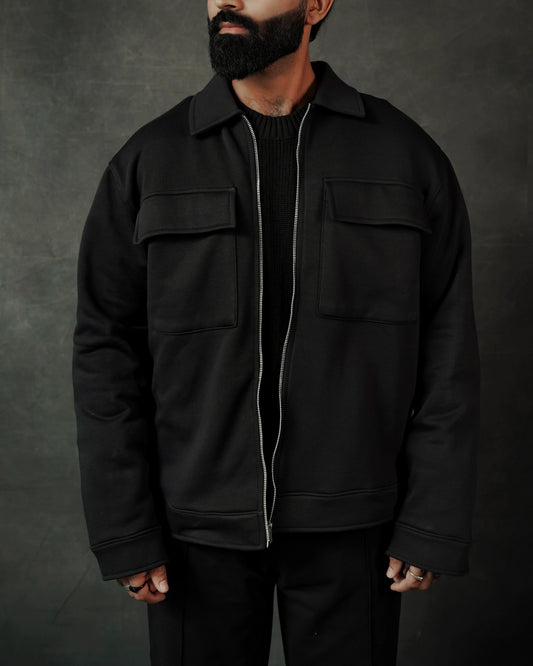 MIDNIGHT BLACK RELAXED JACKET