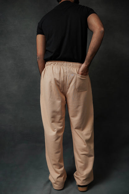 CARAMEL PLEATED STRAIGHT TROUSER
