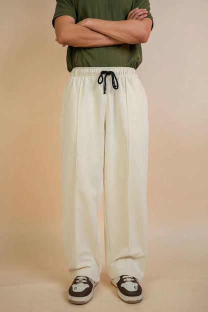 BEIGE PLEATED STRAIGHT TROUSER